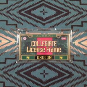 University of Oregon Ducks Alumni License Plate Frame Solid Brass Gold Green Vtg